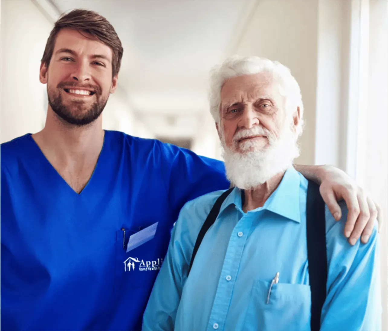 hhn nurse posing for a photo with an elderly man