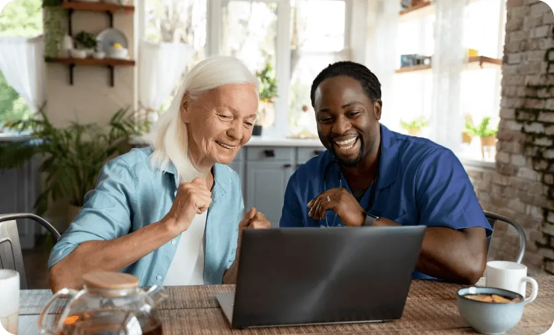 nurse offering 24-hour care right in the comfort of an elderly woman's own home