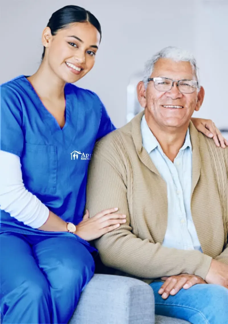 nurse helping elderly woman