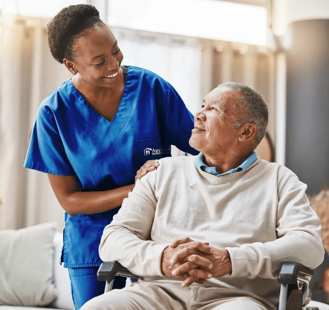 nurse kindly interacting with a veteran