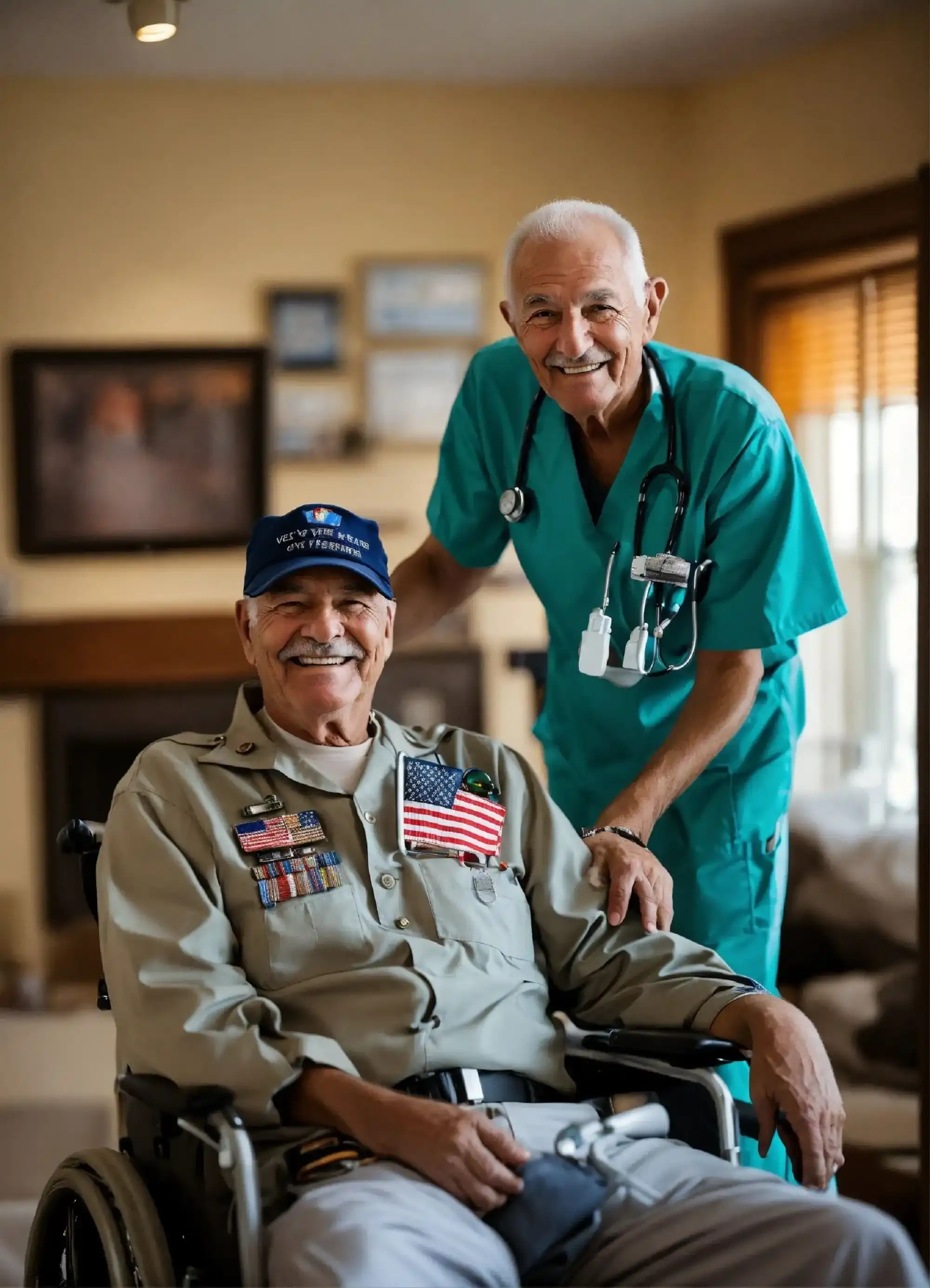 two veterans intteracting with each other